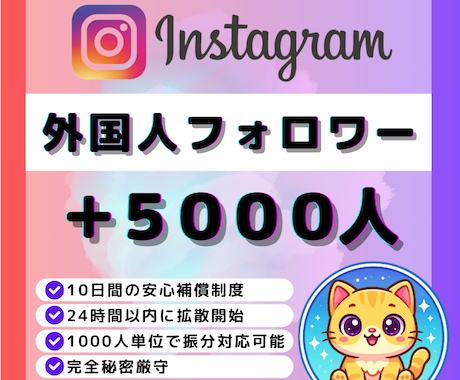 Instagramフォロワー＋5000人増やします ✅Instagram外国人フォロワー5000人増加◆振分可能 イメージ1