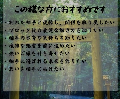 相手の本音・復縁・恋の未来を霊視でお伝えします 相手の気持ちと成就の可能性、行動指針を丁寧にお伝えします イメージ2