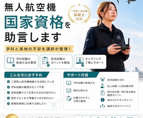 ドローン資格/無人航空機国家資格を助言します 学科と実地のポイントを講師が整理！ イメージ1