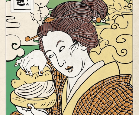あなたを浮世絵風イラストにします 現代のグルメをテーマに、浮世絵風のオリジナルイラストを制作！ イメージ1