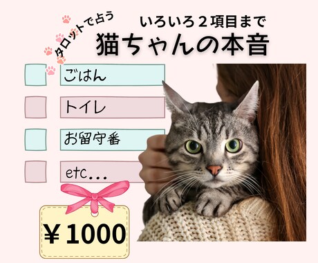テキスト鑑定！２項目まで！猫ちゃんの本音を占います ごはん、トイレ、お留守番。猫ちゃんの言い分は？！ イメージ1