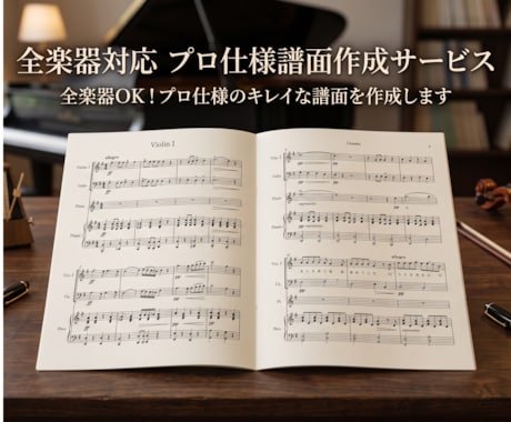 全楽器OK！プロ仕様のキレイな譜面を作成します イメージ1