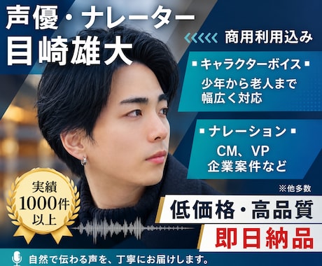 初回リテイク無制限！プロ声優が高品質でお届けします イメージ1