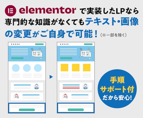 Elementorで実装|自分で直せるLP作ります 【原稿サポート付/修正回数無制限/バナー3枚無料プレゼント】 イメージ2