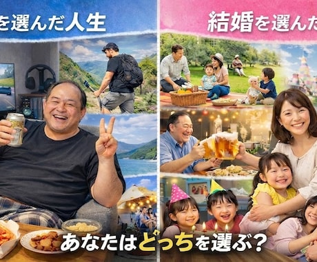 あなたが、結婚向きか、独身向きか、を判定します 中年独身男の分岐点 ～結婚か独身か、後悔が小さいのはどっち？ イメージ1