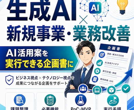 生成AIを活用した新規事業・業務改善案を設計します 事業運営の経験から、実現性ある企画に落とし込みます イメージ1