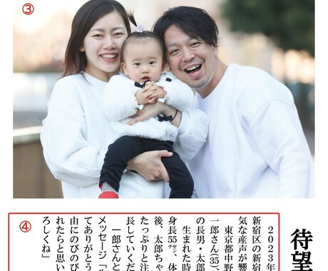 赤ちゃんの誕生を祝う新聞紙面を作成します 簡単な取材シートに記入するだけで全国紙現役新聞記者が記事化！ イメージ1