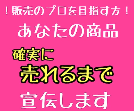 キャンセルOK！あなたの商品売れるように宣伝します 1件売れなければキャンセルOK！販売プロへの近道。 イメージ1