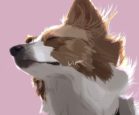 パソコンやスマホの壁紙などに！愛犬イラスト描きます コントラストがある、太陽を浴びたような明るい絵が特徴的です。 イメージ1