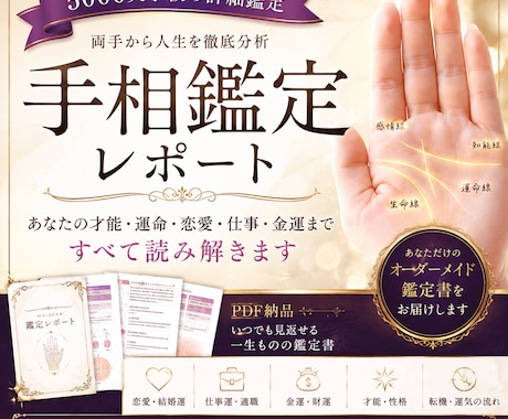 あなたの手相を鑑定します 【3000文字超】恋愛・仕事・金運まで詳しく分析 イメージ1