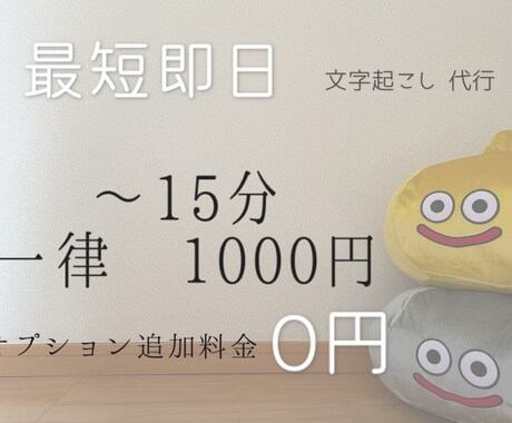 即日可能＊〜15分まで 文字起こし代行致します お急ぎの場合でも追加料金無し＊all1000円♪ イメージ1