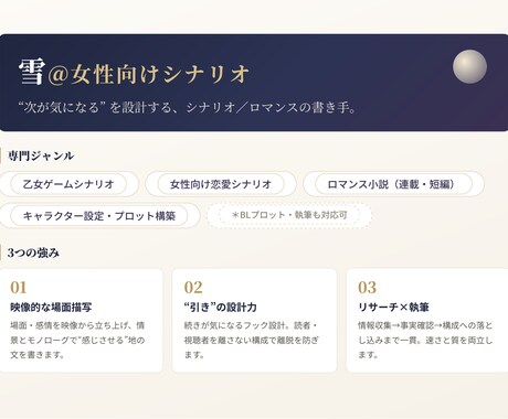恋愛・乙女・BL対応｜物語のプロットを作成します 試し書きも添えられる、物語の設計図をお作りします イメージ2