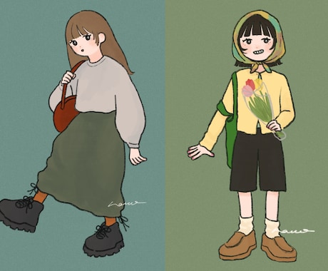 ゆるっと優しいイラスト描きます シンプル〜柄等の描き込みまで丁寧に仕上げます◎ イメージ2