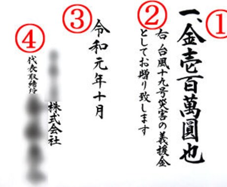 目録 義援金 災害等の目録を代書・代筆・筆耕します 義援金や弔慰金、御寄進、火事災害等にお使いいただけます イメージ2