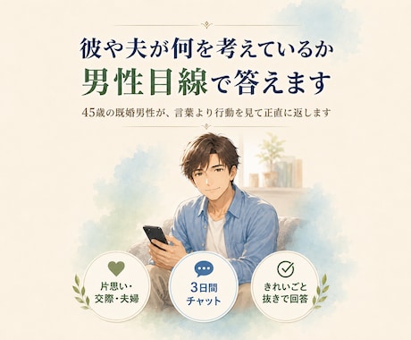 彼や夫が何を考えているか男性目線で答えます 45歳の既婚男性が、言葉より行動を見て正直に返します イメージ1