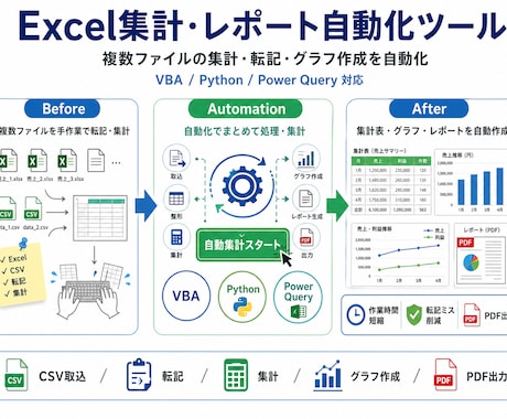 Excel集計レポートを作成します ｜CSV集計・グラフ作成に対応 イメージ1