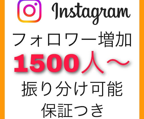Instagramフォロワーを増やします 1500人から承ります！10人単位で振り分けも可能です！ イメージ1