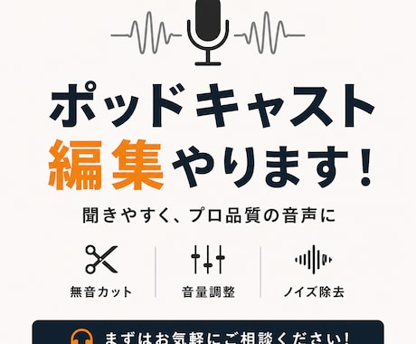 プロエディターがあなたのポッドキャストを編集します 未来のトップポッドキャストを始めたいあなたへ イメージ1