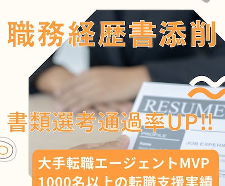 期間限定価格！履歴書・職務経歴書の添削します 豊富な転職支援実績で転職活動をサポートします イメージ1