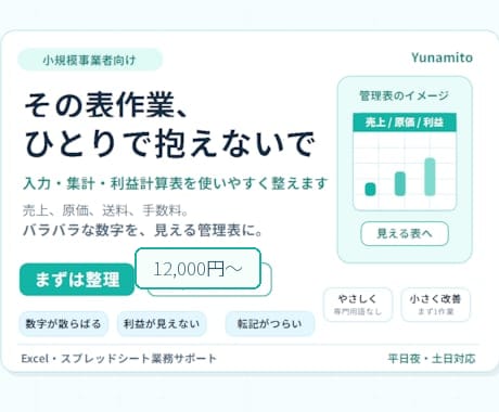 売上・原価・粗利が見える管理表を作ります 小規模EC・店舗の売上と粗利を整理します イメージ2