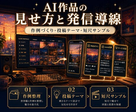AI作品の見せ方と発信導線を整理します 作例づくり・投稿テーマ・短尺サンプルまで整えたい方へ イメージ2