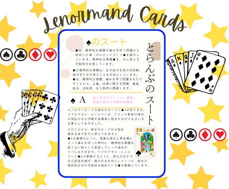 ルノルマンのスートとコートカードを対応させています フランスの古文書調べでスートとコートカードに再解釈をしました イメージ1