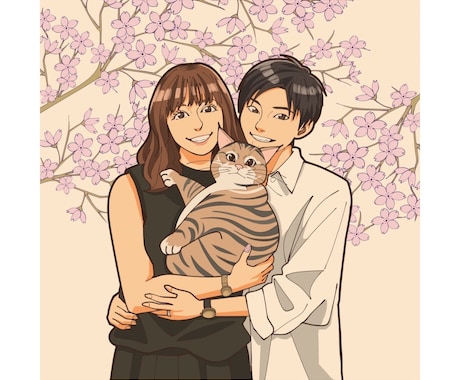 思い出に残るペアイラストお描きします 記念日や誕生日のプレゼントにおすすめ！商用利用も可♪ イメージ2