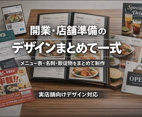 開業向け｜名刺・メニュー・販促物まとめて制作します 何を頼めばいいかわからない方も、ヒアリングから対応します！ イメージ1
