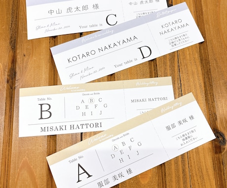 結婚式　シンプルなエスコートカードを作成いたします 抽選チケット付きなのでこのまま半券を抽選会に使えます♪ イメージ2
