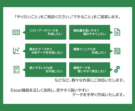 Excelデータ集計・加工・資料作成します 豊富な資料作成経験、機能スキルを活かした扱いやすいデータ作成 イメージ2