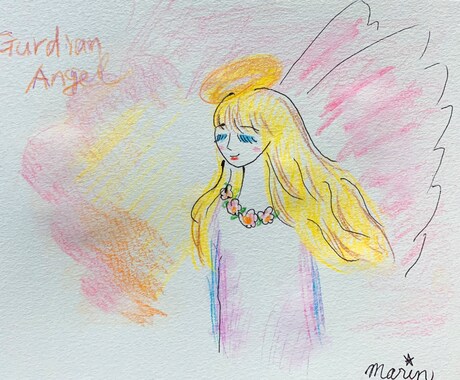 あなただけの守護天使さんの絵をお描きします チャネリングして描いたお守りにもなるヒーリングアート イメージ1