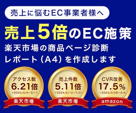 楽天「商品ページ診断レポート（A4）」を作成します なぜ売れない？楽天のCVRを上げるための改善提案 イメージ1