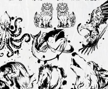 ai形式で納品可！墨絵、水墨画イラストを描きます デジタルでかっこいい、迫力のあるイラストを作成します！ イメージ2