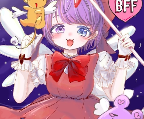 ふわふわかわいいイラスト描きます 柔らかい雰囲気の女の子やかあいい衣装描くのが好き イメージ1