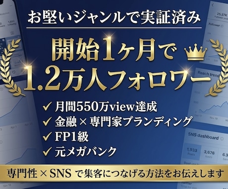 金融1.2万人FPが専門家のSNS戦略を設計します お堅い金融ジャンルで1.2万人を集めた実体験を共有します イメージ2