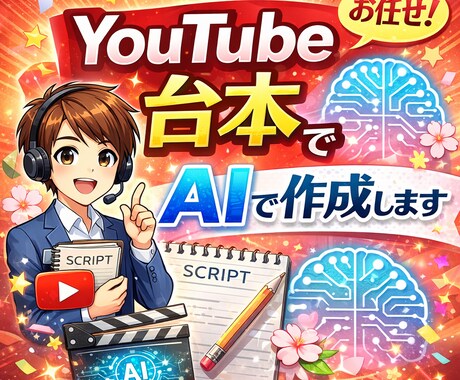 YouTube動画の台本を作成します AI活用で視聴者が見やすいYoutube台本を作成します イメージ1
