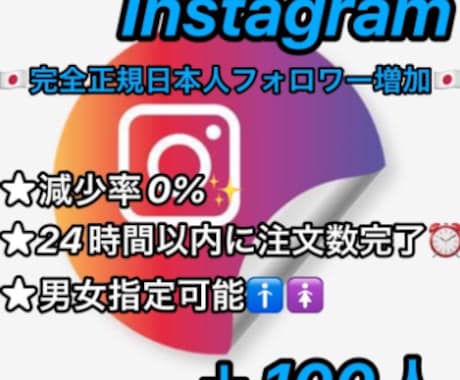 最高品質/正規垢！日本人フォロワーを増加させます Instagram日本人フォロワー/100〜10,000人 イメージ2