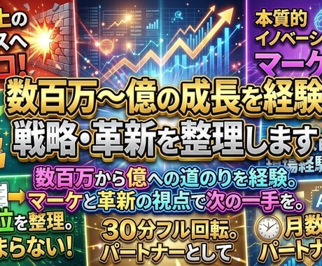 ゼロから拡大期を経験。戦略と革新を整理します 事業拡大のプロセスを経験。実戦マーケと革新の視点で思考整理 イメージ1