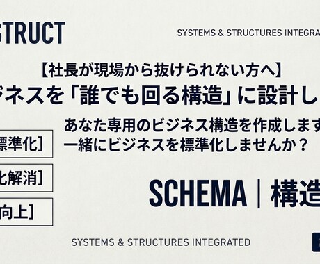 脱社長。ビジネスを「誰でも回る構造」に設計します SCHEMA（スキーマ）｜構造設計 イメージ1