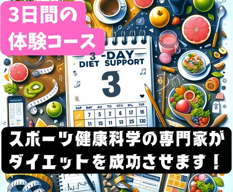 3日間★ダイエット 食事指導+運動プラン作成します お試し3日間コース★ダイエットの指導を受けるか迷っている方へ イメージ1