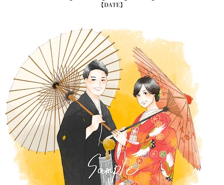 フルカラー似顔絵でウェルカムボード描きます 結婚式からSNSまで使えるデータ納品の似顔絵イラスト イメージ2