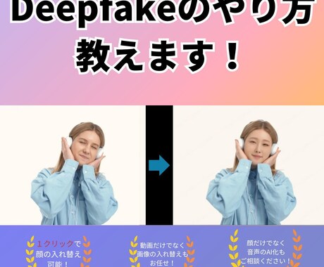 ディープフェイク動画の作成の仕方を教えます 人物の顔を変える、ディープフェイク技術について教えます。 イメージ1