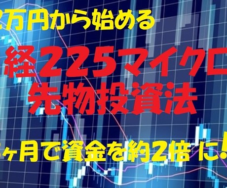 日経２２５先物投資法ノウハウご提供します ●２万円から始めて、３ヶ月で約２倍を目指して頑張ってください イメージ1