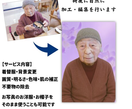 大切な方の遺影写真を丁寧に作成します 急なご依頼でも安心。大切なお写真を丁寧に、美しく仕上げます。 イメージ2