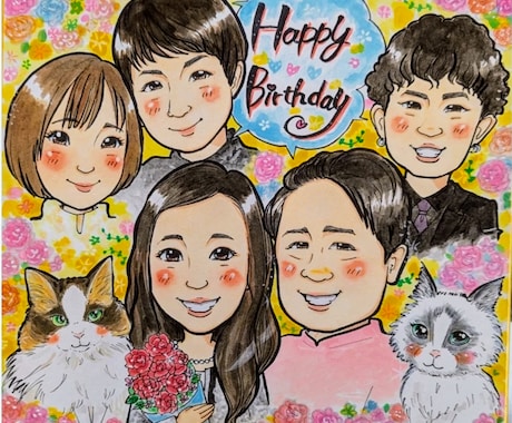 似ていて可愛い♡似顔絵【色紙納品】描きます 大切な家族・還暦祝い・誕生日の記念日に！特別な贈り物 イメージ2