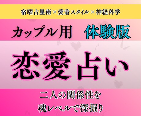 宿曜×愛着×脳科学のカップル鑑定をお渡しします 【体験版】2人の関係の正体を、まず3セクションで体感 イメージ1