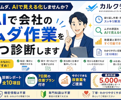 AIで会社のムダ作業を1つ診断します そのムダ、AIで見える化しませんか？ イメージ1
