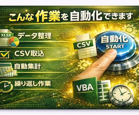 Excel VBAで面倒な作業を自動化します 毎日繰り返すExcel作業をボタン1つで終わる仕組みにします イメージ2