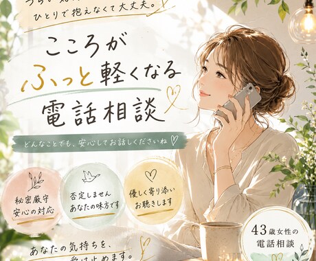 気をつかわない心が休まる電話時間☆ます 「こんなこと話していいのかな？」大歓迎です！！ イメージ1
