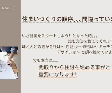 間取りの間術師が理想を具現化した間取りを提案します 失敗しない為に“どれぐらいのお家がベスト”か理想と夢を整理！ イメージ2